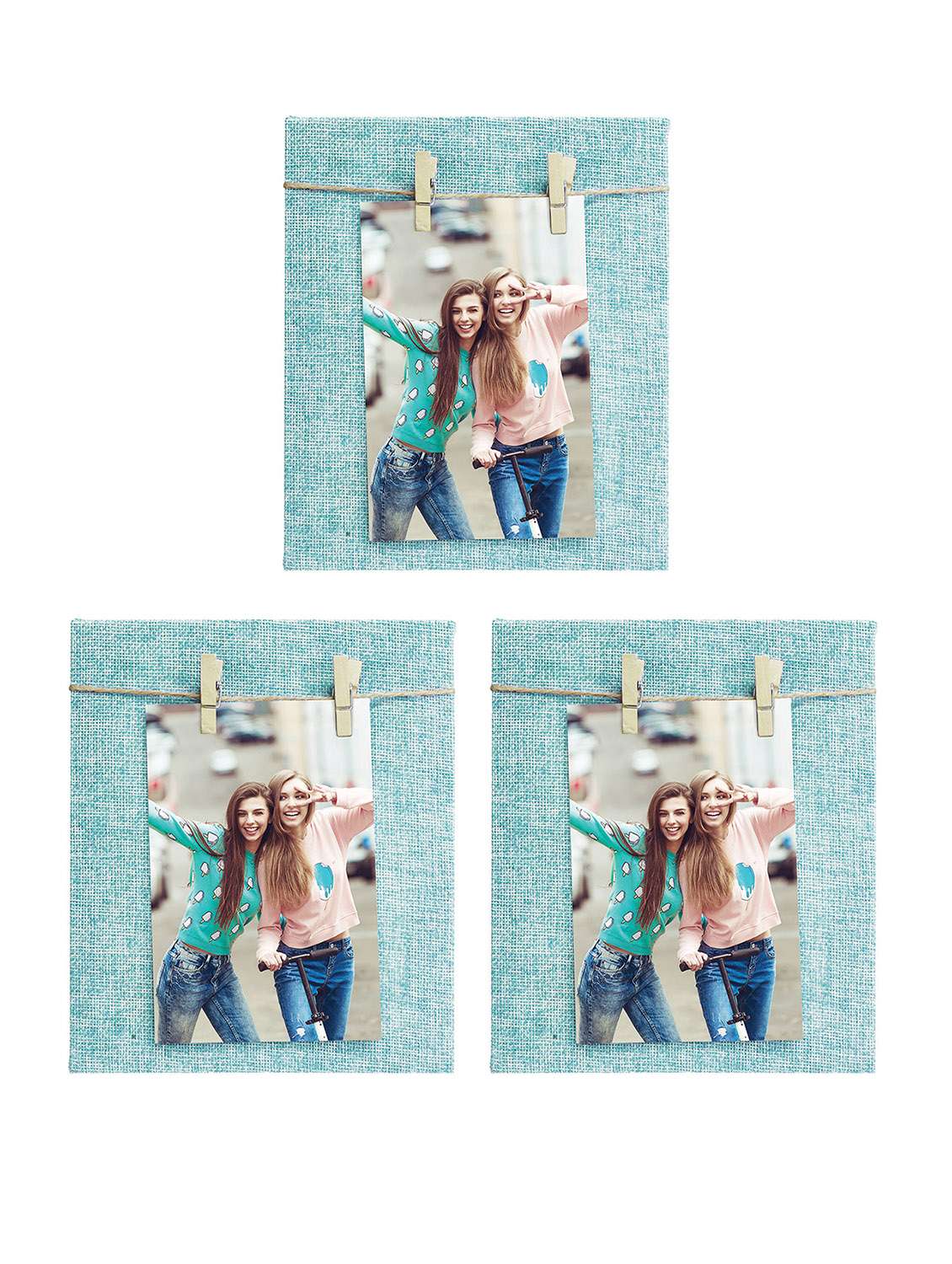 pack of 3 wooden table top & wall hanging frames