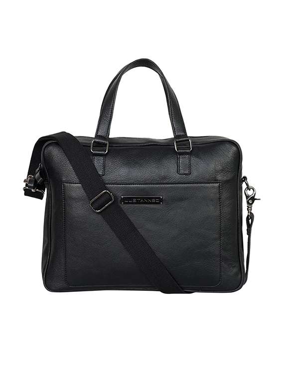black leather laptop bag