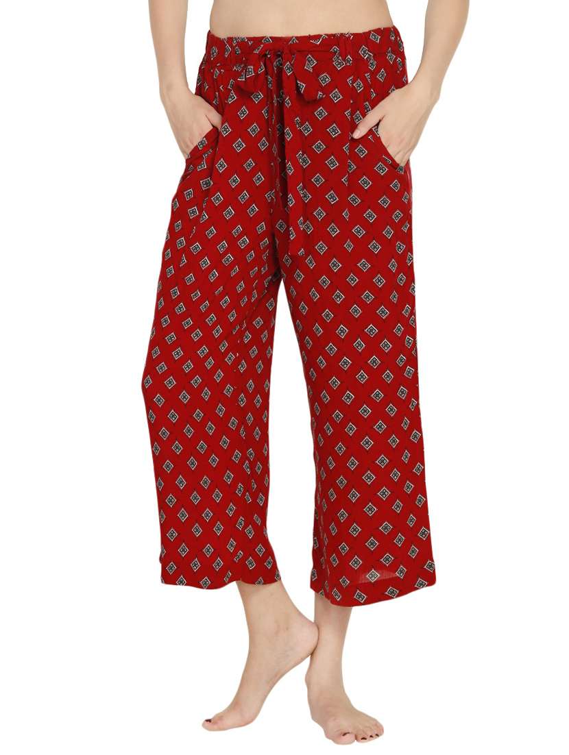 red printed palazzo