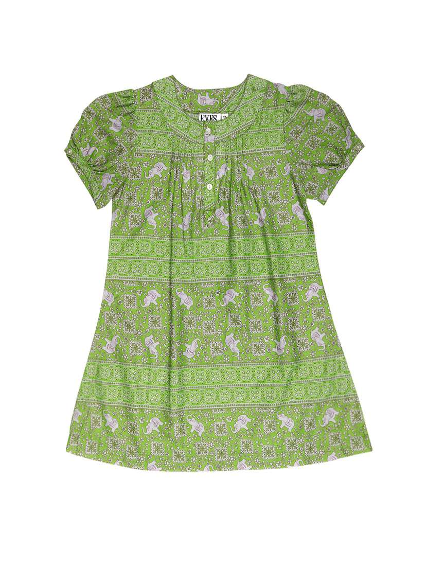 girls round neck puff sleeve frock
