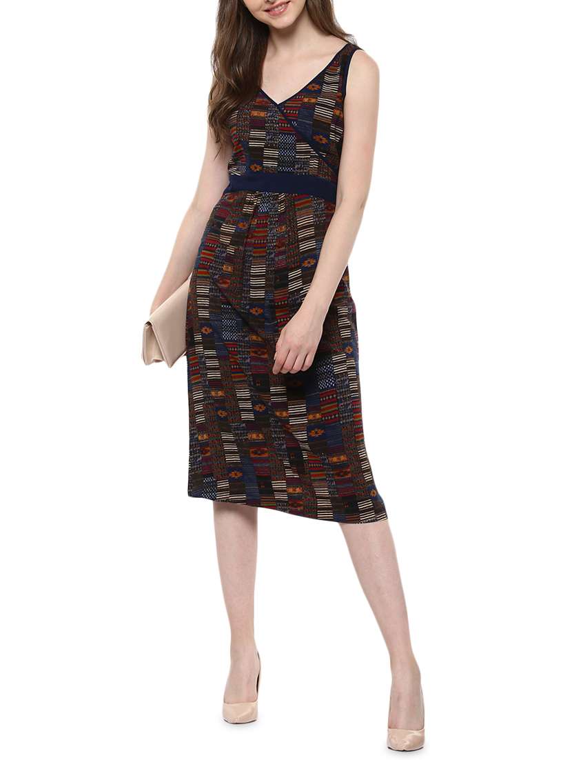 printed blue sheath dress - 14470268 - Standard Image - 1