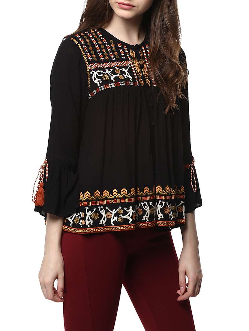 black embroidered top - 14470275 -  Standard Image - 1