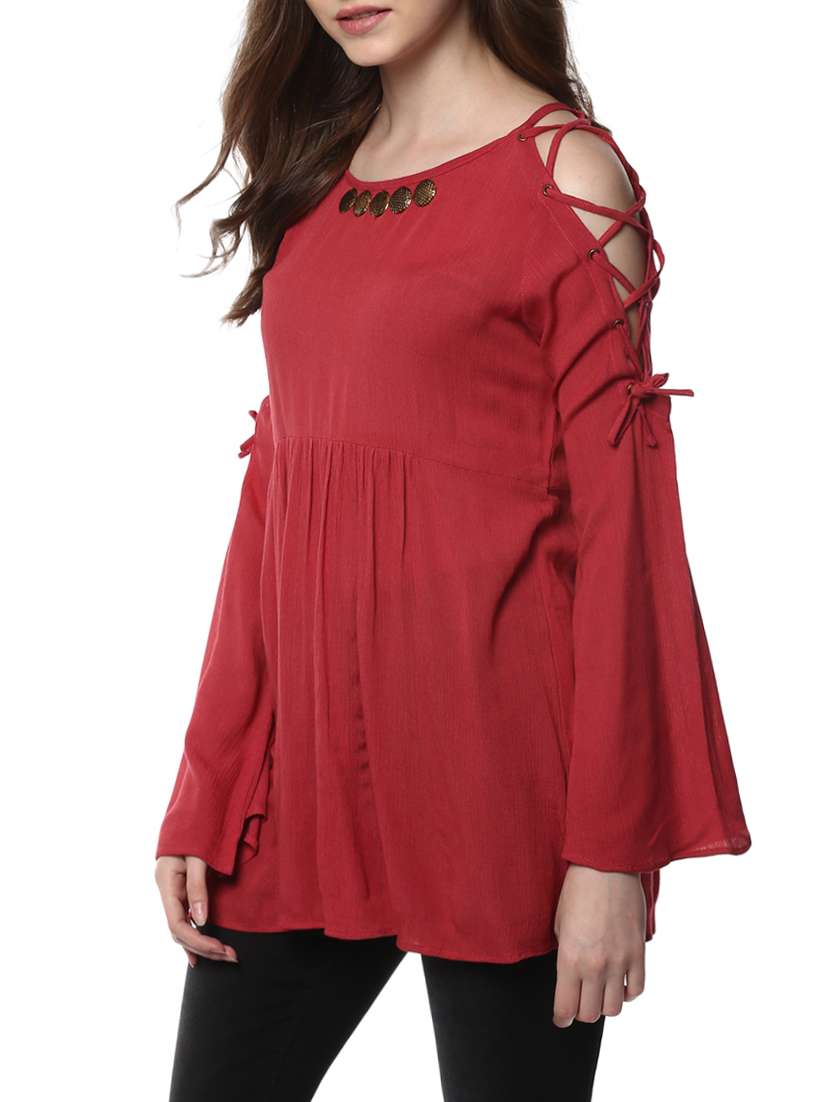 pink bell sleeved top - 14470284 -  Standard Image - 1
