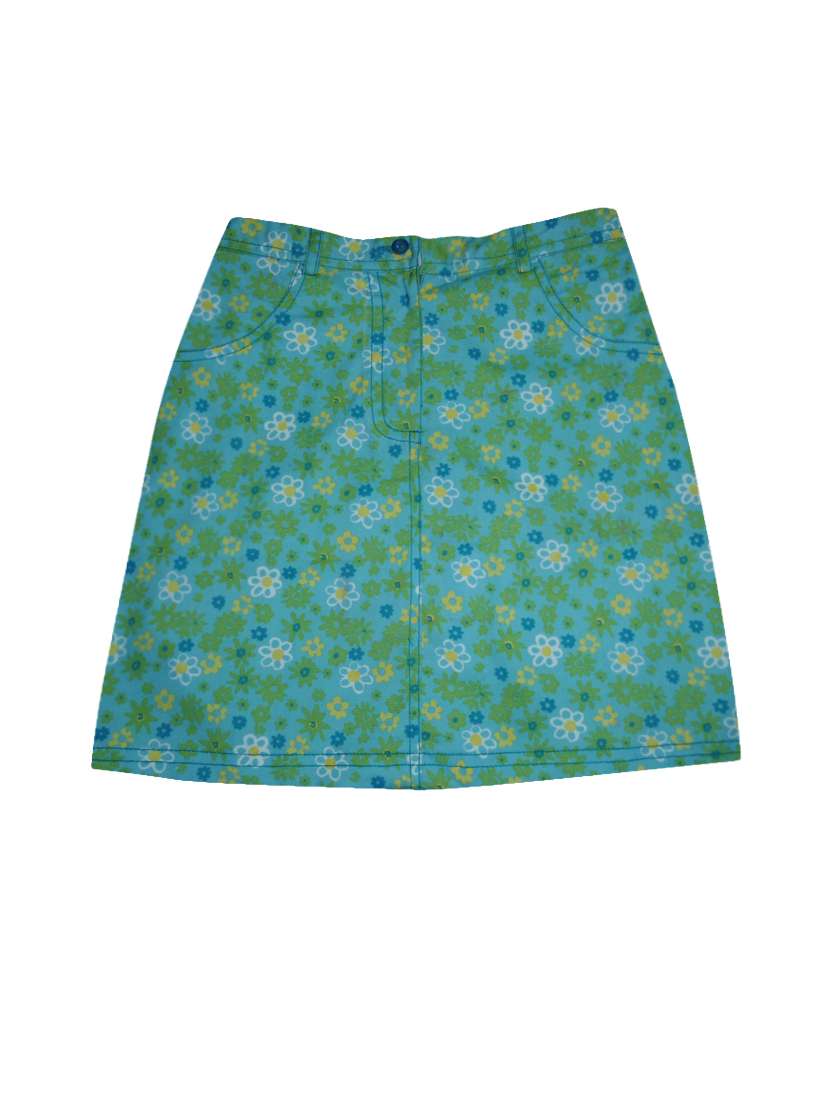 blue cotton flared skirt