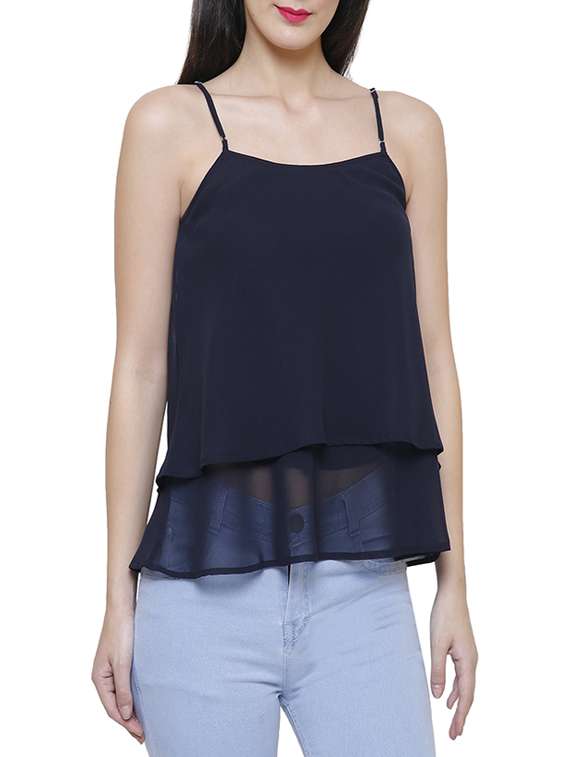 dark blue georgette casual top
