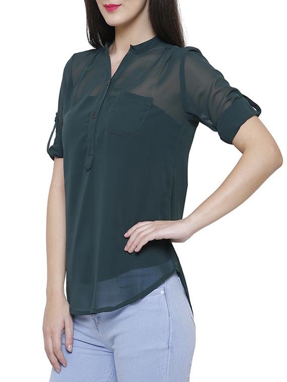 green georgette casual top - 14477800 -  Standard Image - 1