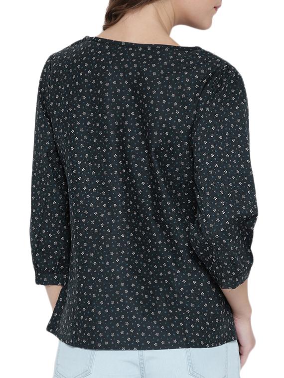 navy blue printed top - 14478391 - Standard Image - 1