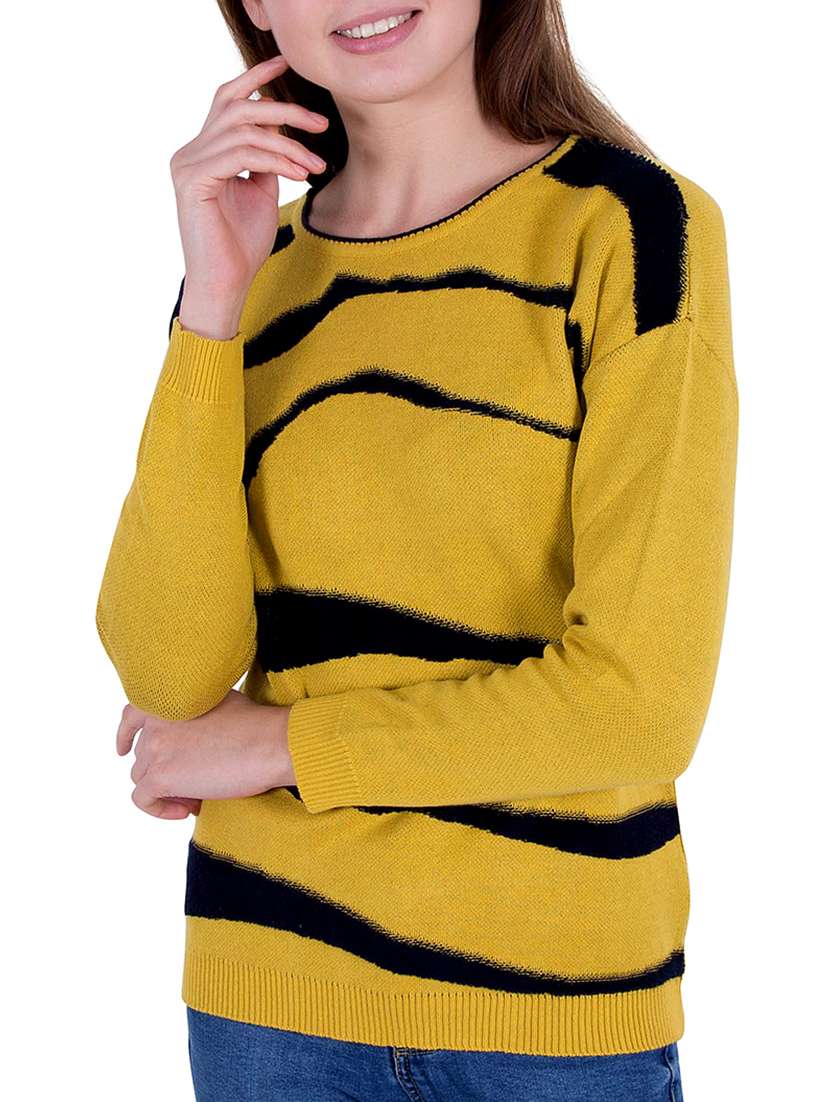 yellow printed pullover