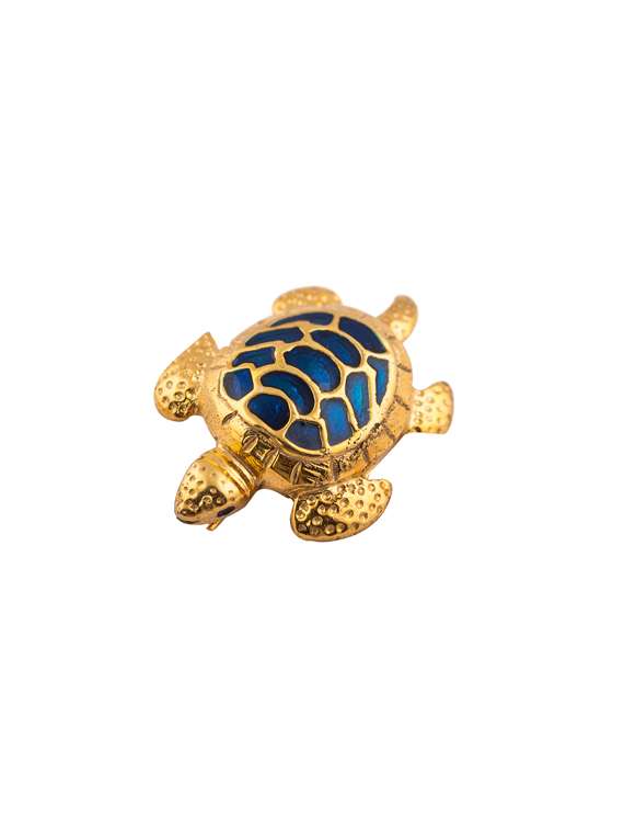 24k gold plated with blue meena silver brooch
