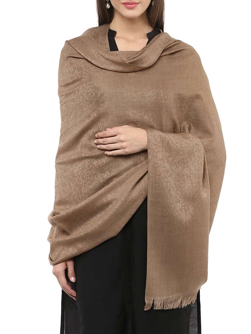 solid brown woolen shawl