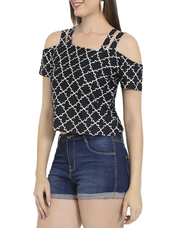 cold shoulder shoulder strap top - 14488380 -  Standard Image - 1