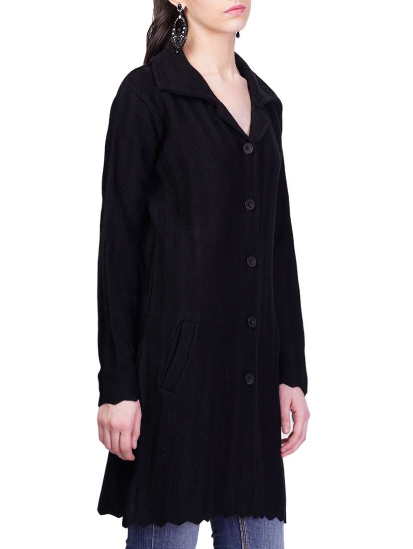 blue self design full sleeves coatigan - 14491262 -  Standard Image - 1