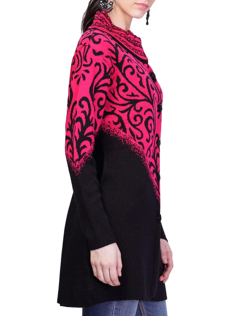 women pink self design coatigan - 14491442 - Standard Image - 1