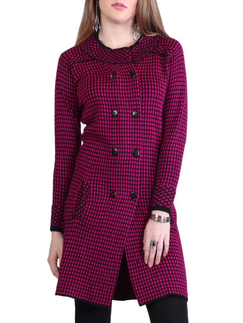 women pink full sleeves coatigan