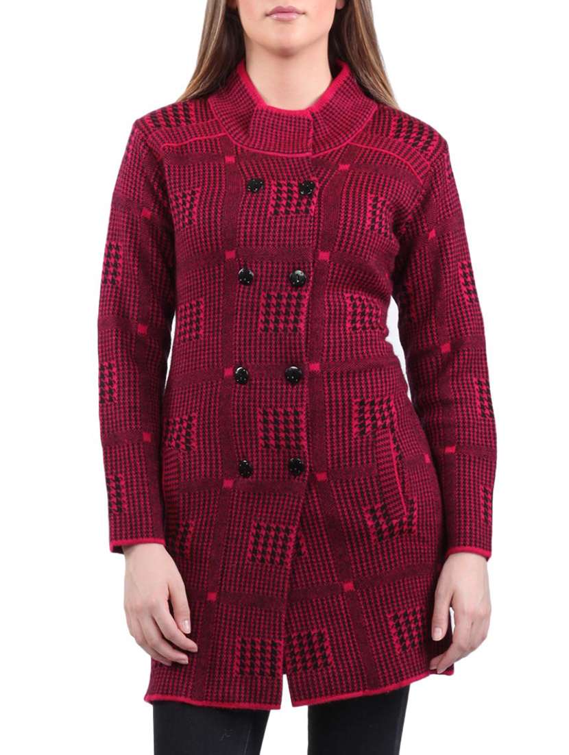 women pink full sleeves coatigan