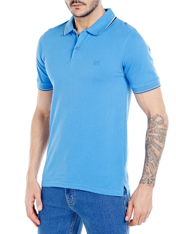 blue solid polo t-shirt - 14491493 - Standard Image - 1