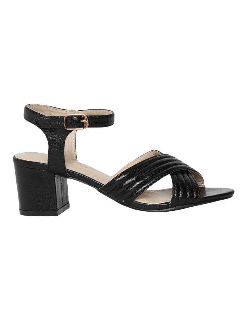 black pu ankle strap sandals - 14492153 -  Standard Image - 1
