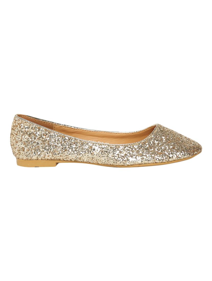 gold pu slip on ballerina - 14492235 - Standard Image - 1