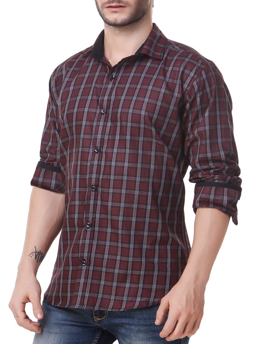 maroon cotton casual shirt - 14492368 -  Standard Image - 1