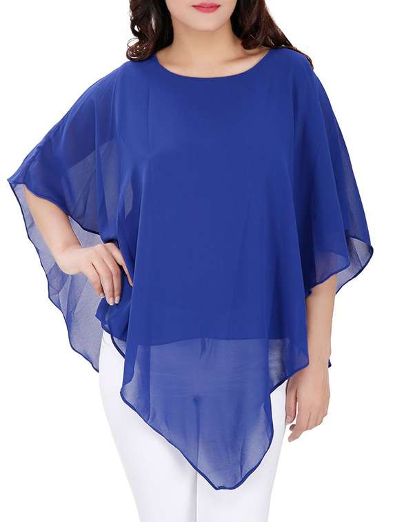 blue solid kaftan top 