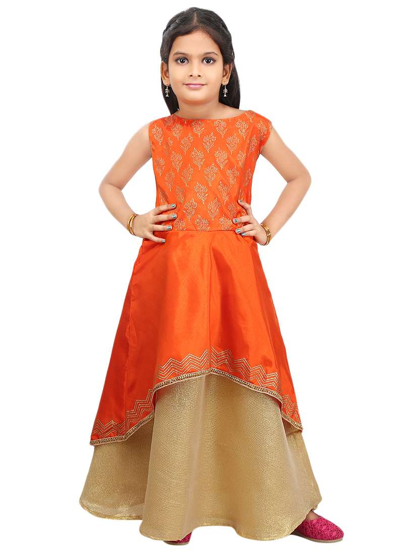 orange polyester suit set