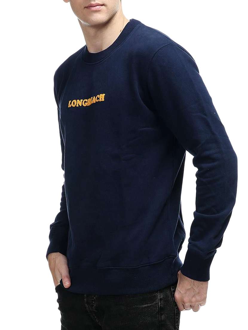 navy blue cotton chest print sweatshirt - 14495099 - Standard Image - 1