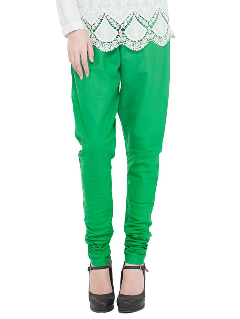 green cotton churidar churidars & leggings