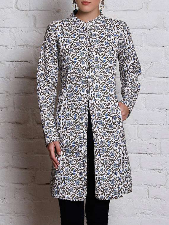 pink lemon white cotton padded jacket