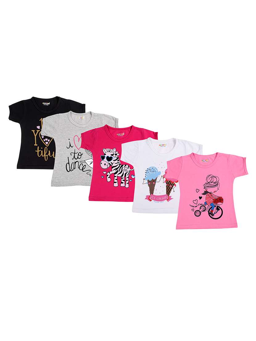 set of 5 multi colored cotton tees