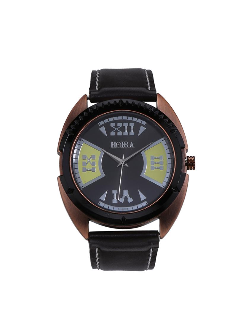 horra hr717mlbky79 eco series black dial analog watches for men