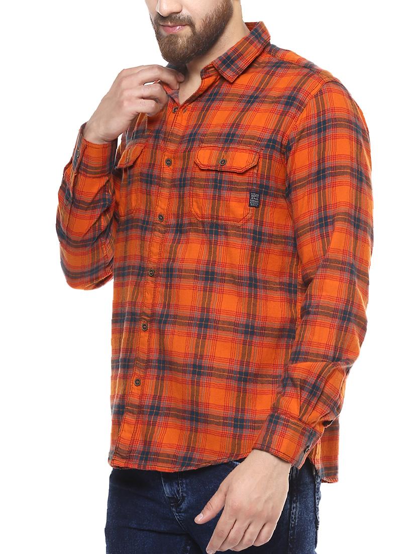 orange cotton casual shirt - 14504697 - Standard Image - 1