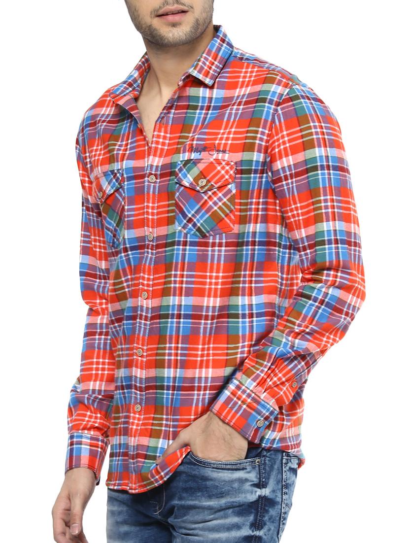 orange cotton casual shirt - 14504701 - Standard Image - 1