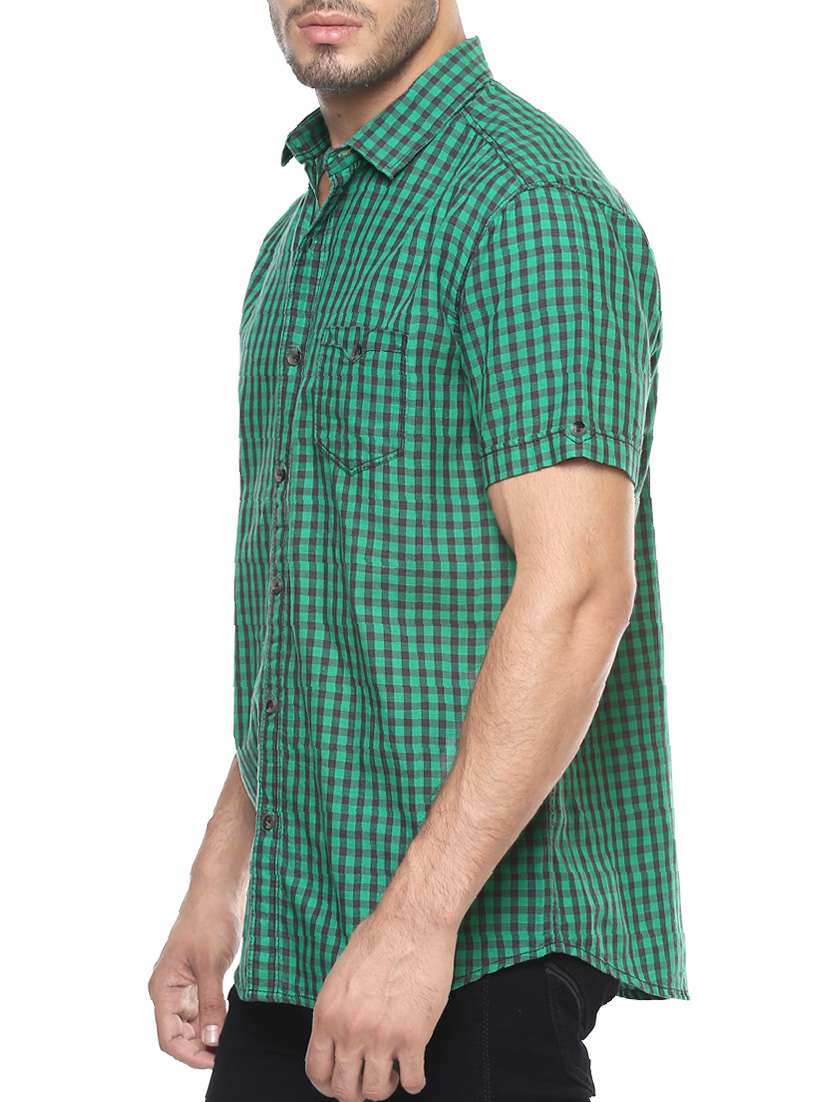 green cotton casual shirt - 14504728 -  Standard Image - 1