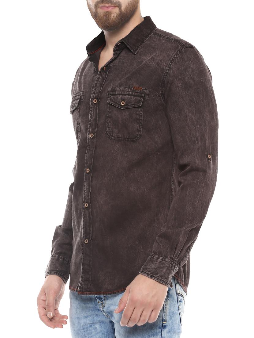 brown cotton casual shirt - 14504891 - Standard Image - 1