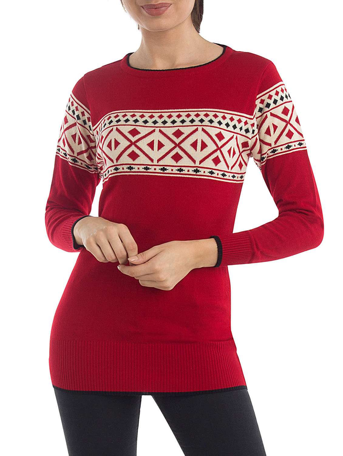 red woolen casual pullover