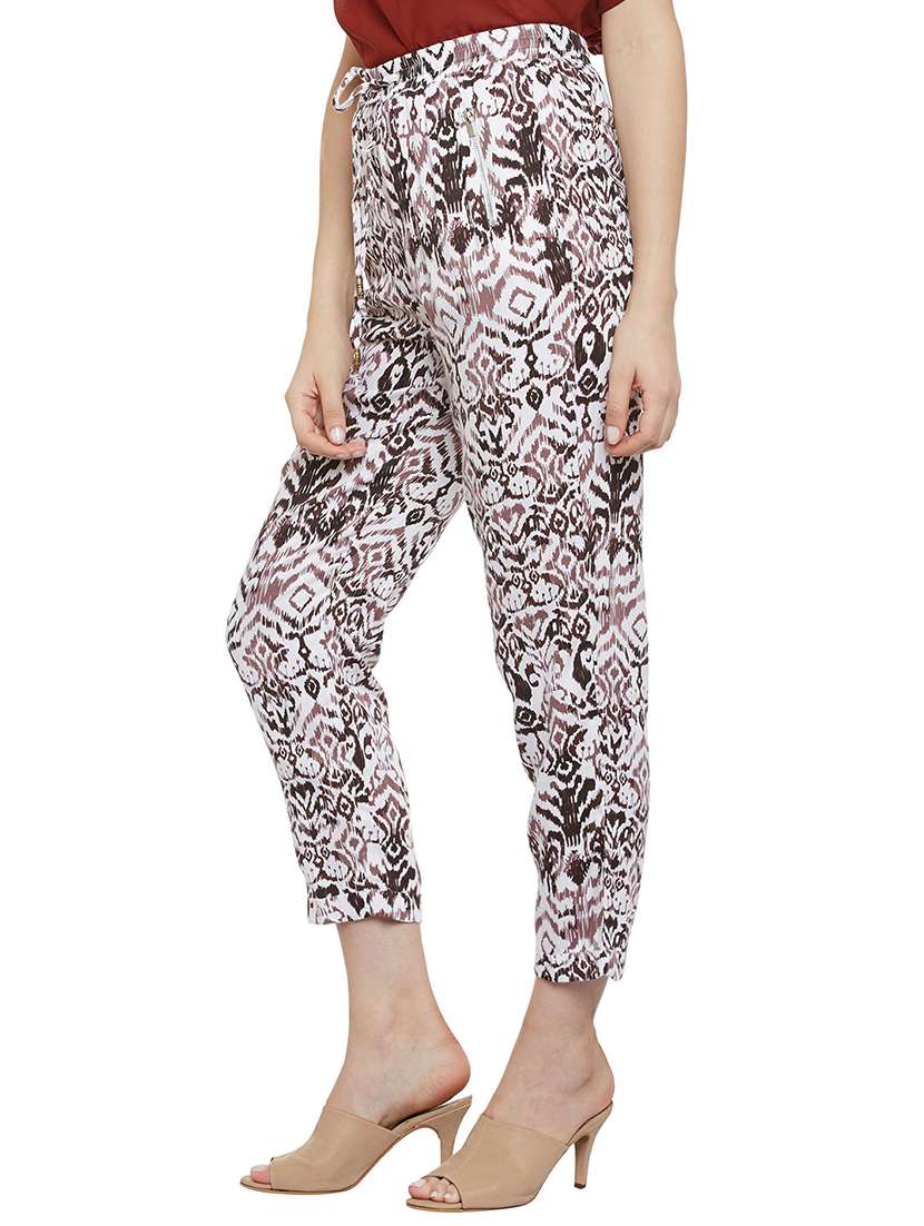 white printed cotton trouser - 14518712 - Standard Image - 1