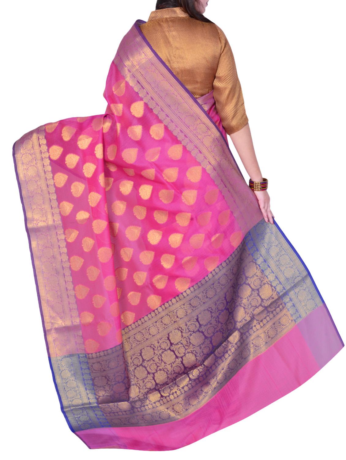 zari motifs banarasi saree with blouse - 14518768 - Standard Image - 1