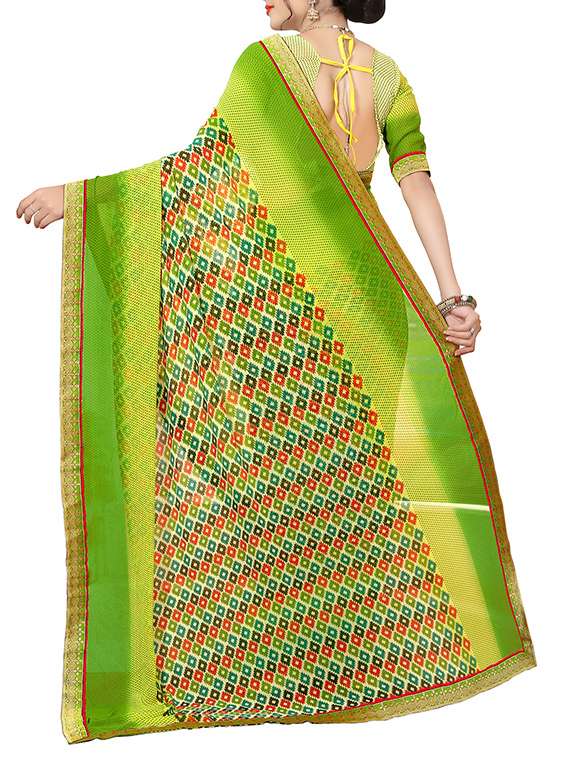women's geometric green colored saree with blouse - 14521102 -  Standard Image - 1