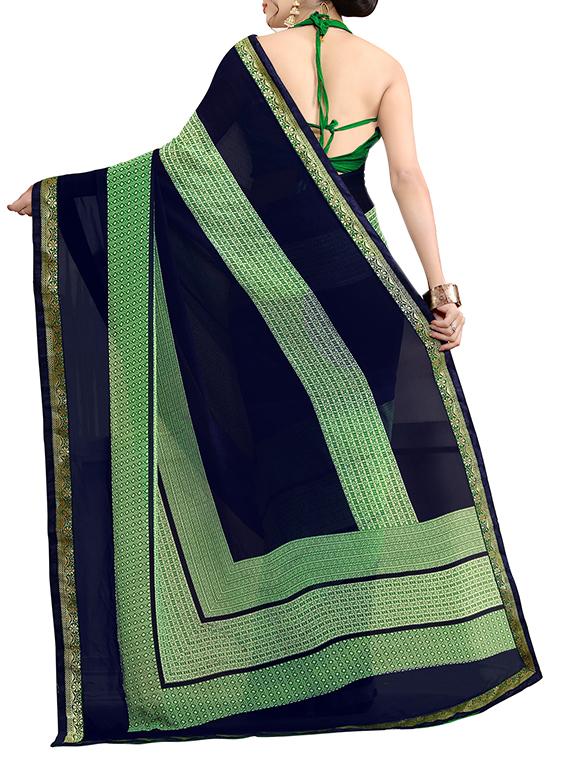 women's printed green colored saree with blouse - 14521107 -  Standard Image - 1
