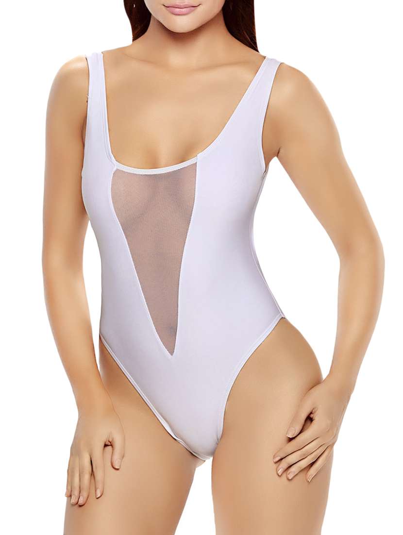 solid white monokini