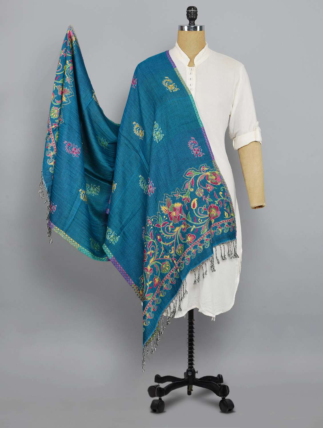 blue floral shawl