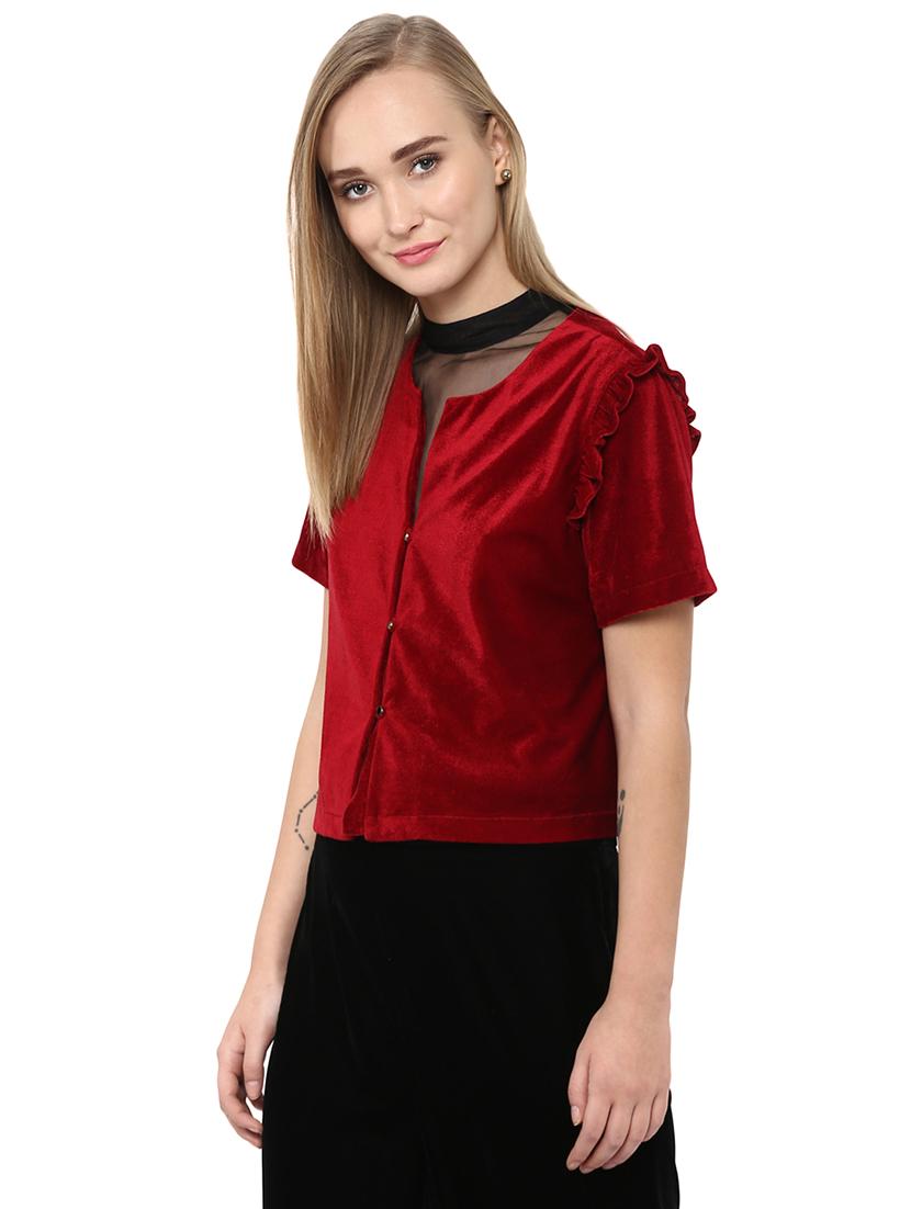 solid red velvet top - 14527716 - Standard Image - 1