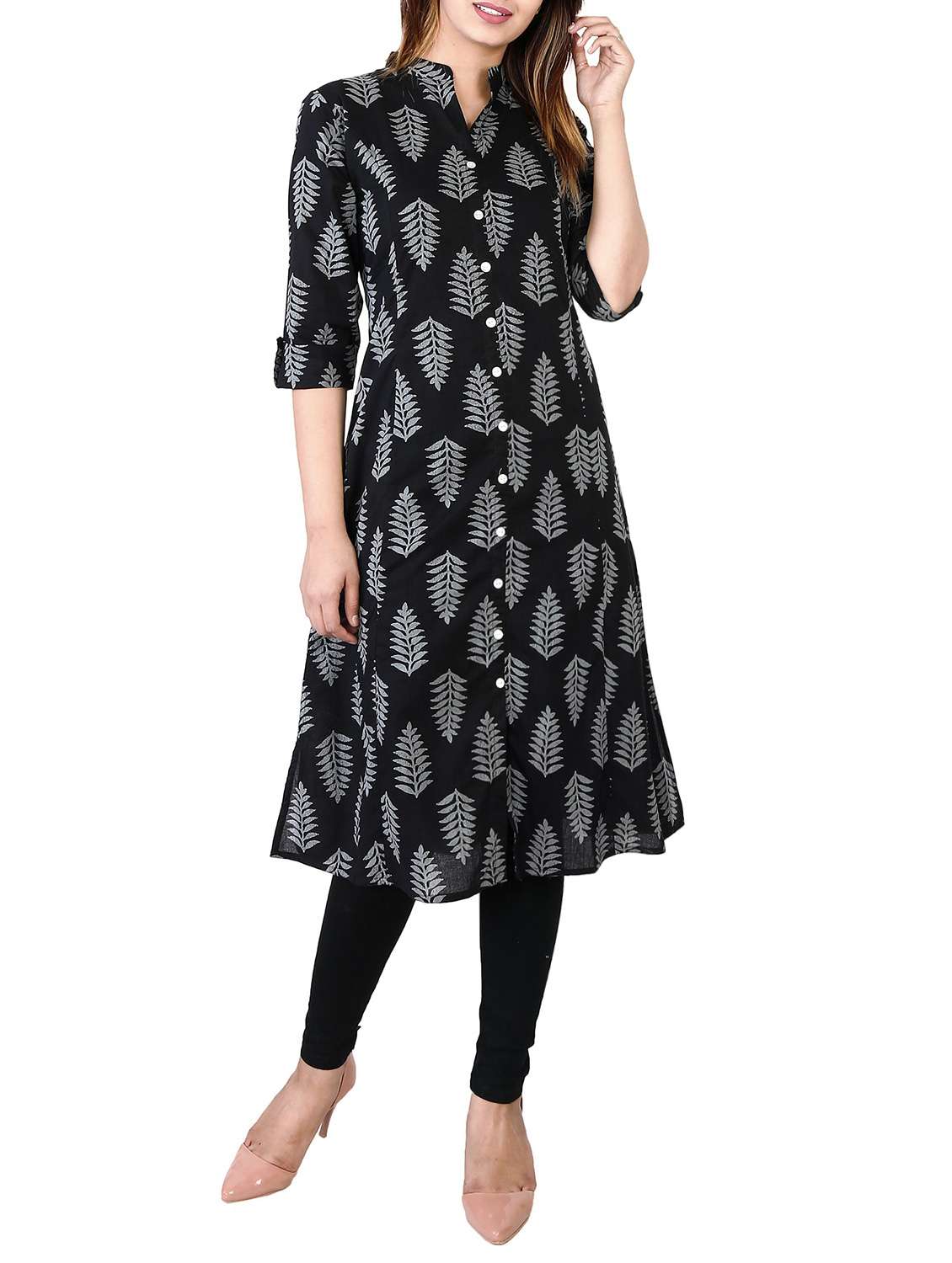 black cotton aline kurta