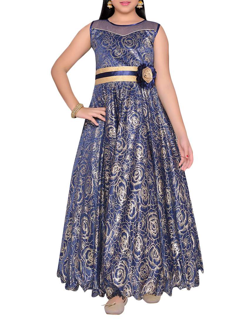 blue net party gown