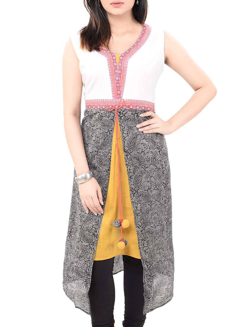 multi colored cotton layered kurta