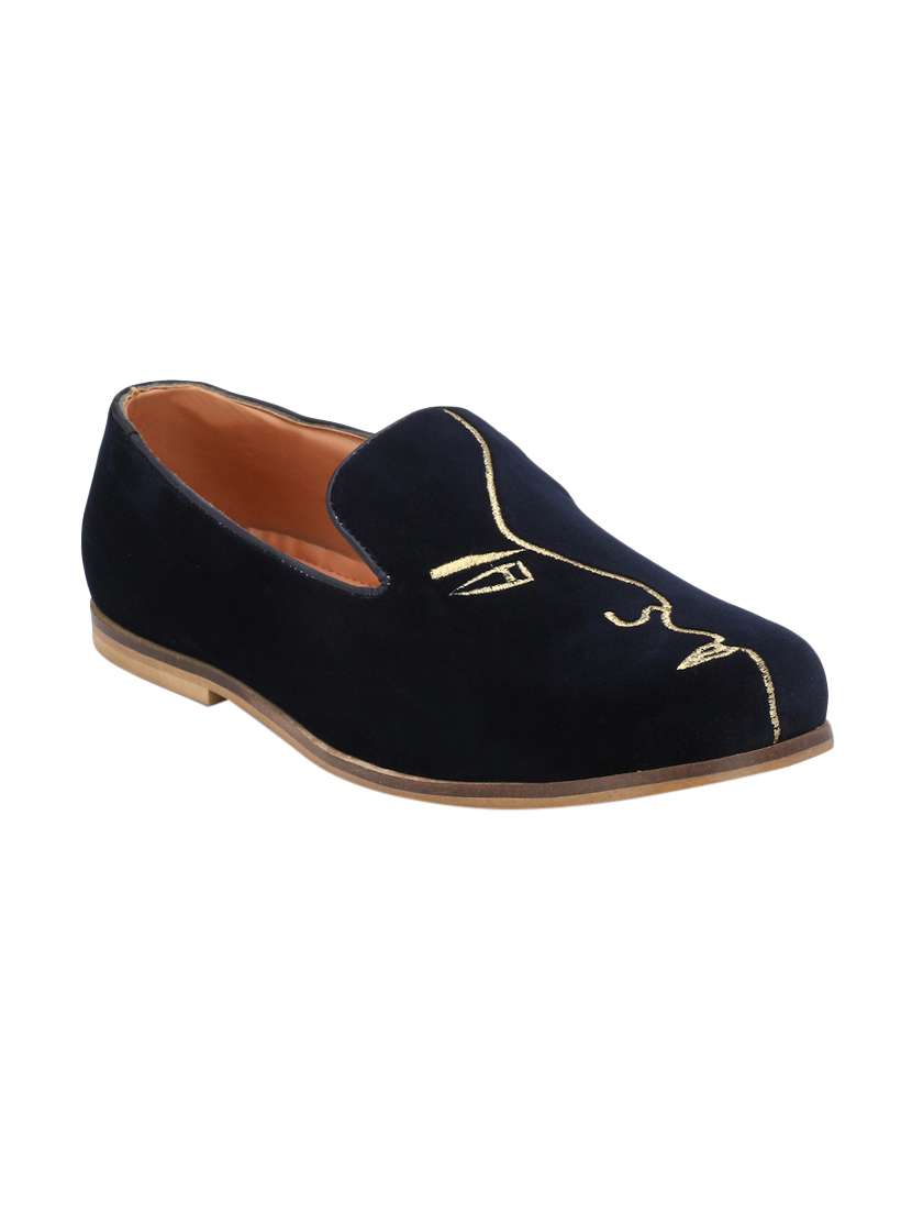 blue velvet casual slipon