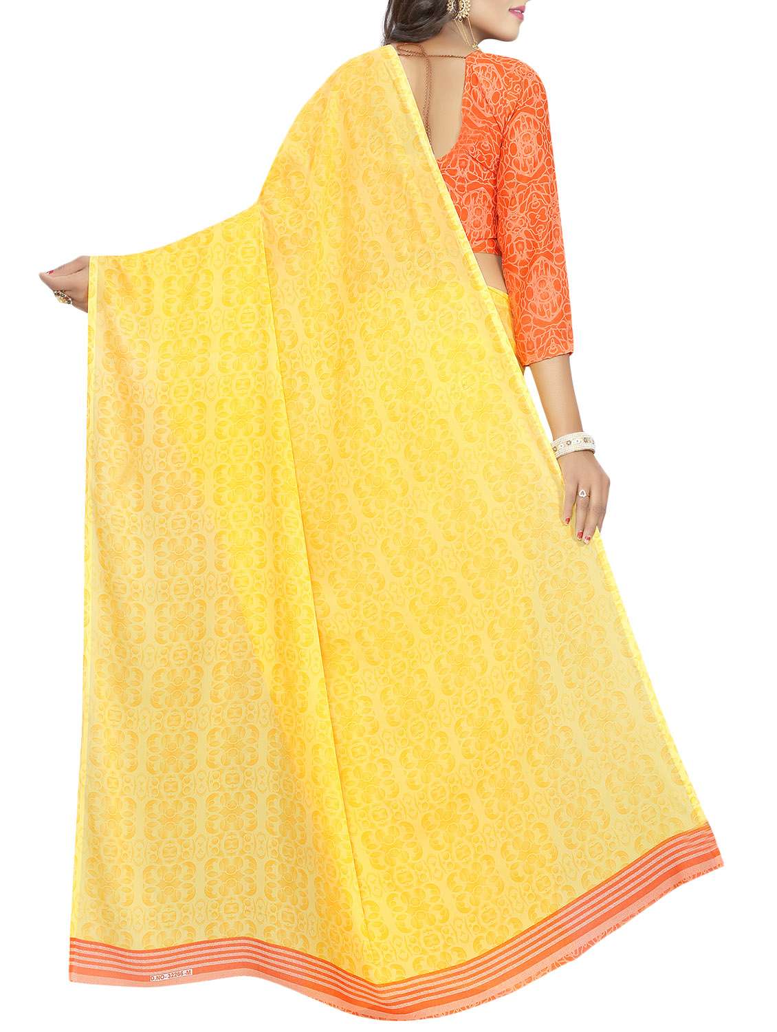 yellow georgette printed saree with blouse - 14557035 -  Standard Image - 1