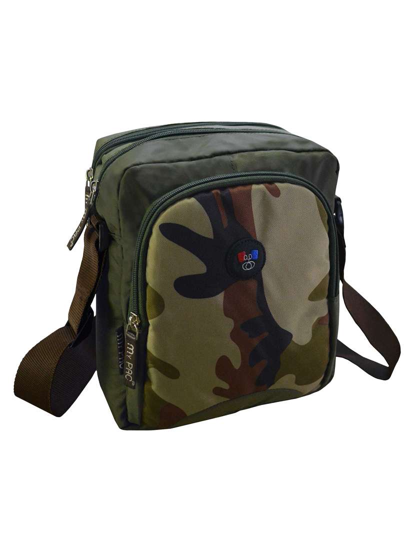 khaki polyester messenger bag