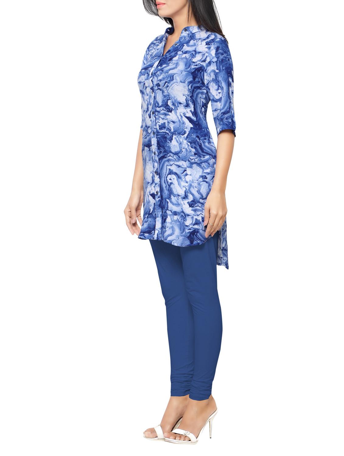 blue rayon high-low kurta - 14559462 - Standard Image - 1