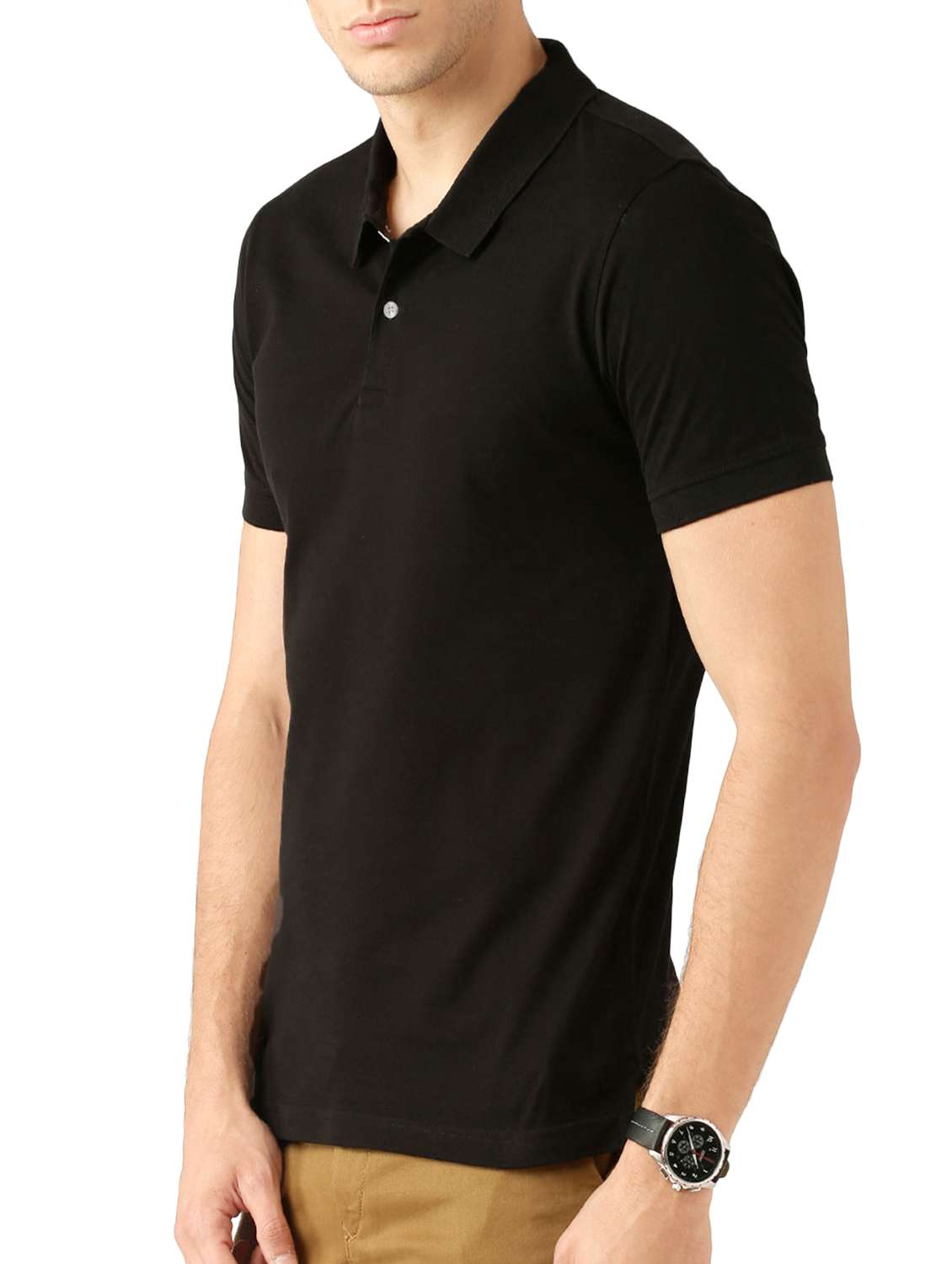 black polyester polo  t-shirt - 14559814 -  Standard Image - 1